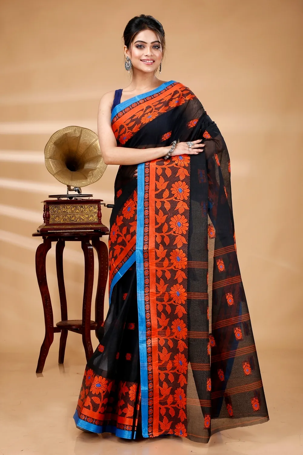 Black Pure Cotton Fultop_Tant Tant Saree (854)