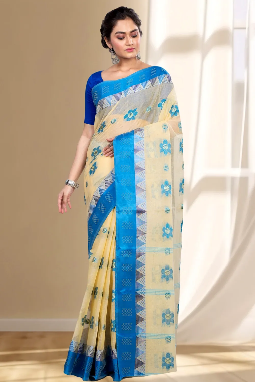 Sky Blue Pure Cotton Palasful Tant Saree (897)