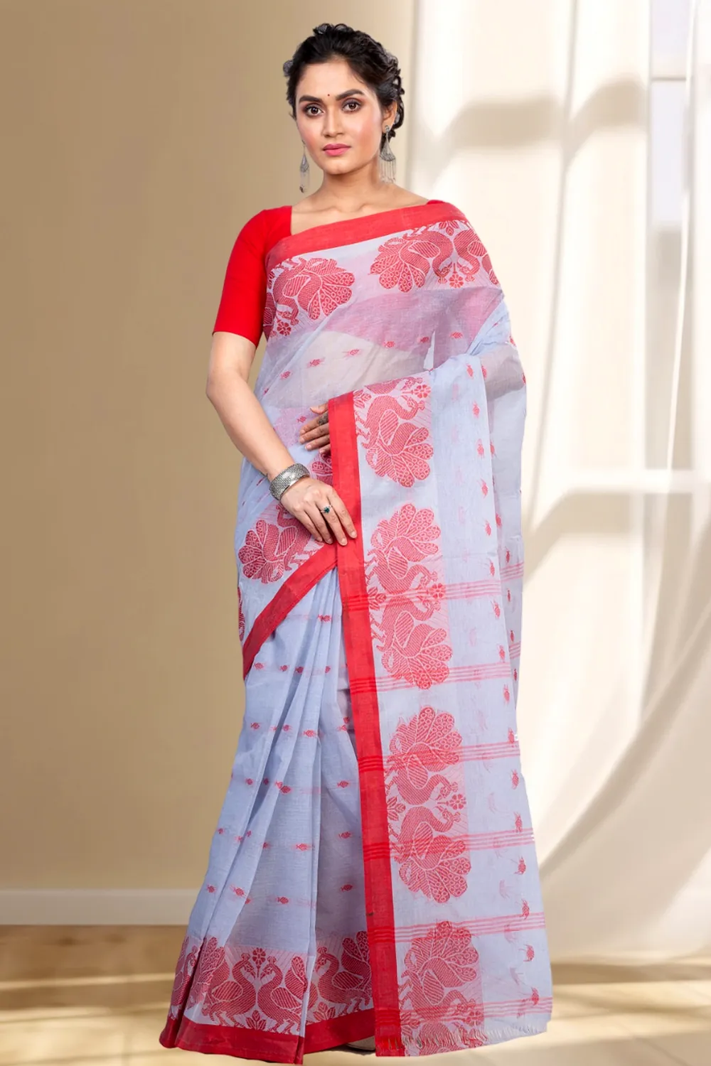 Assh Pure Cotton MOYUR PAR Tant Saree (902)