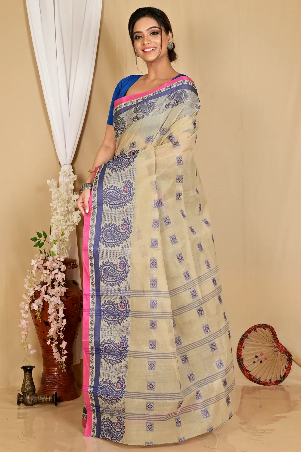 Grey Pure Cotton Aloka Tant Saree (906)