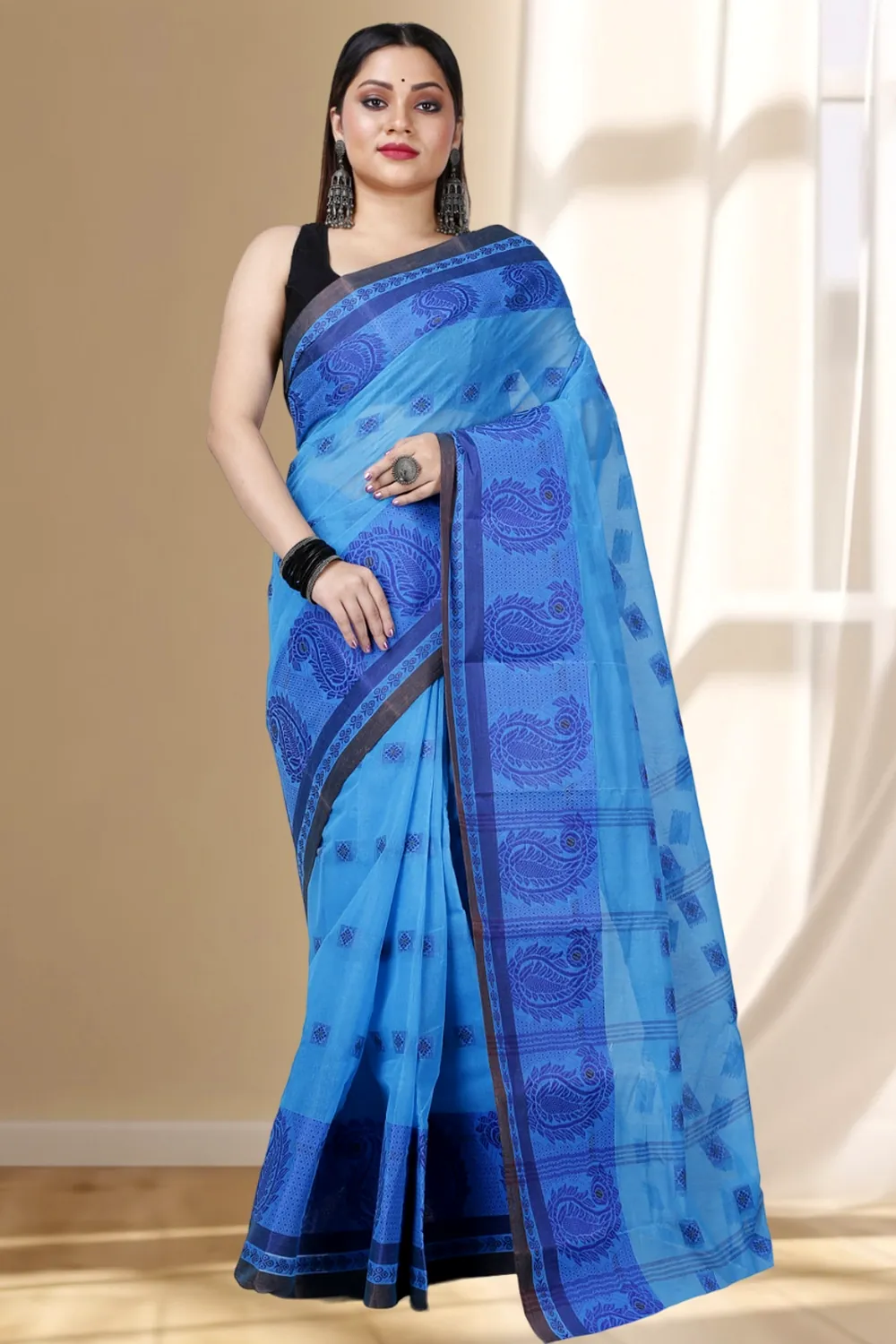 Blue Pure Cotton Aloka Tant Saree (908)