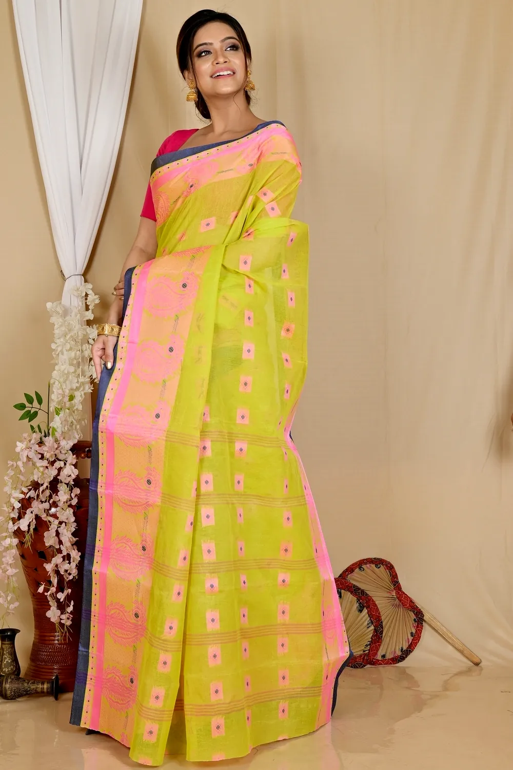 Green Pure Cotton Aloka Tant Saree (909)
