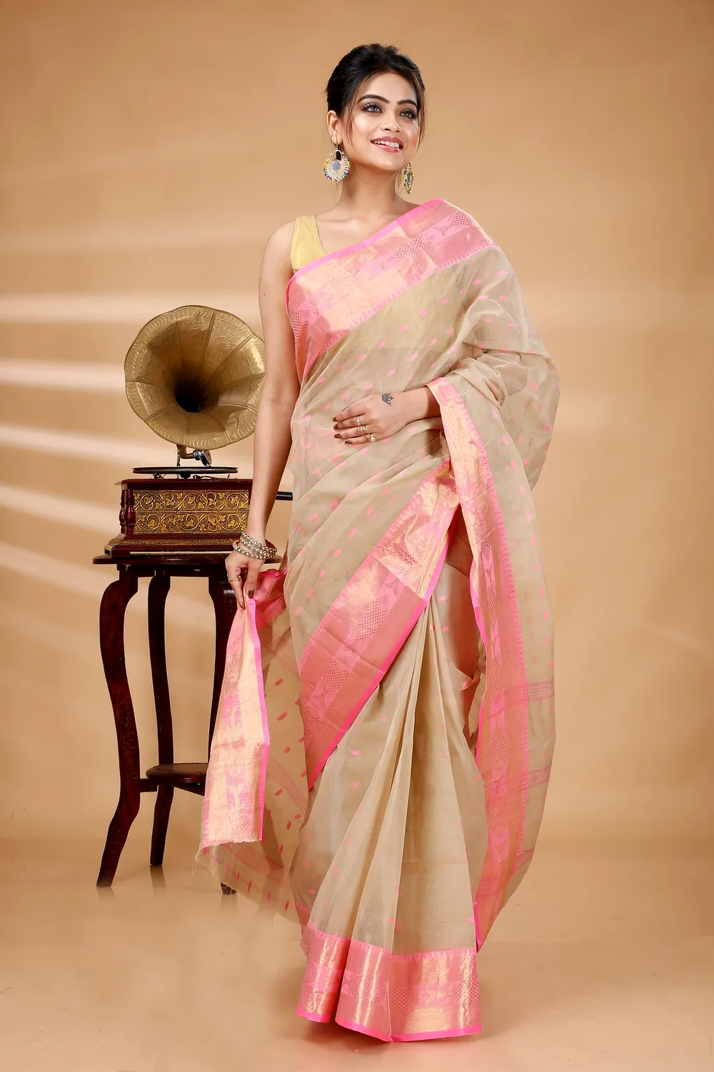 Cream Pure Cotton Griva Tant Saree (917)