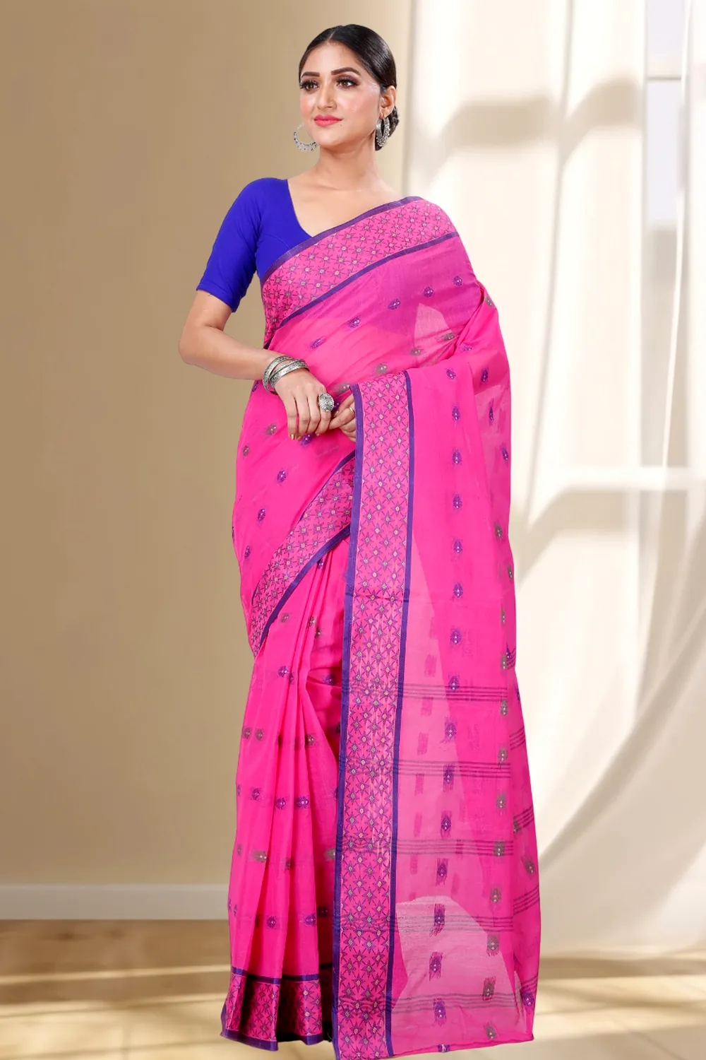 Pink Pure Cotton Reese Tant Saree (969)