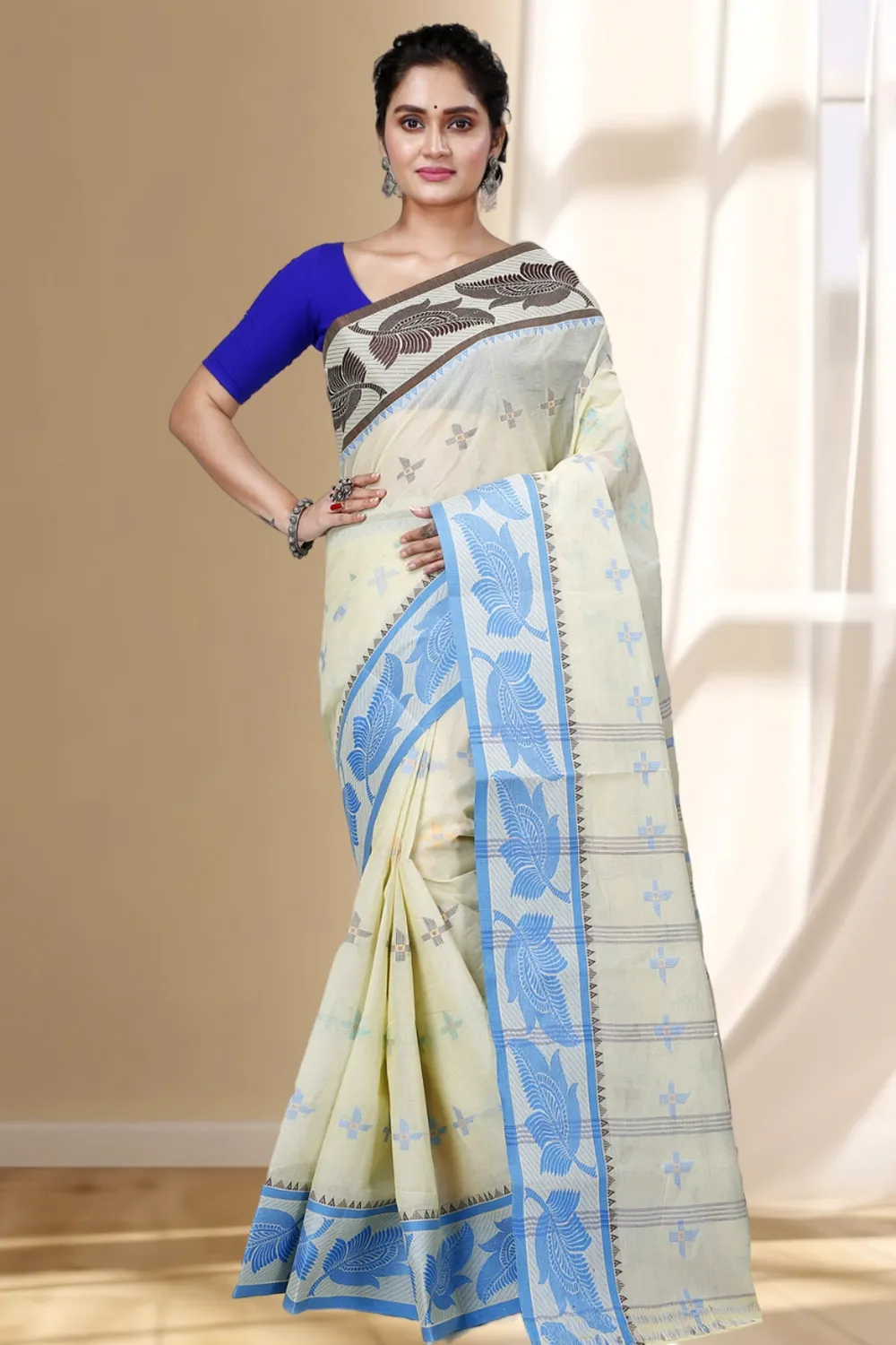 Gray Shade Pure Cotton Rowan Tant Saree (975)