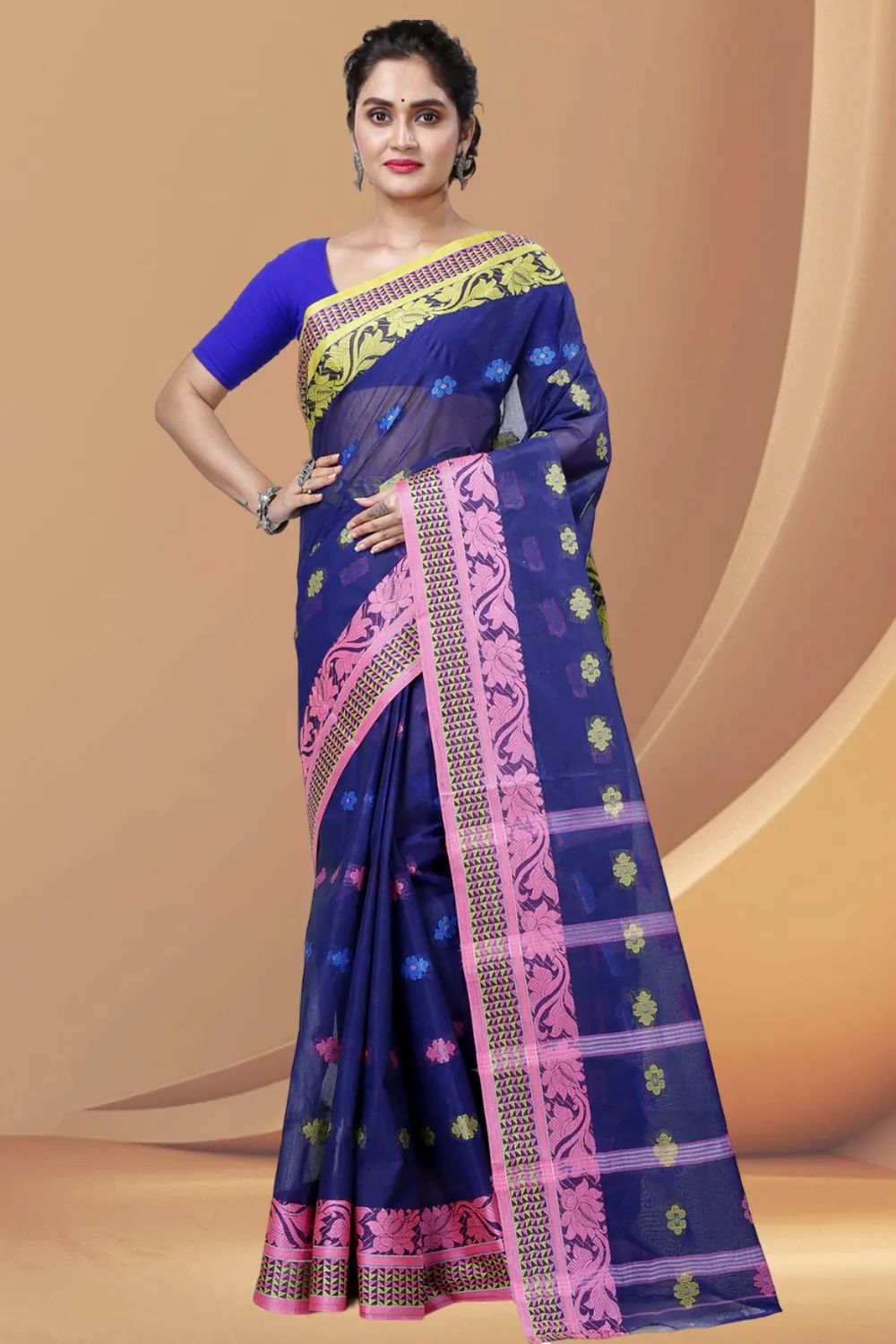 Naby Blue Pure Cotton Raina Tant Saree (996)