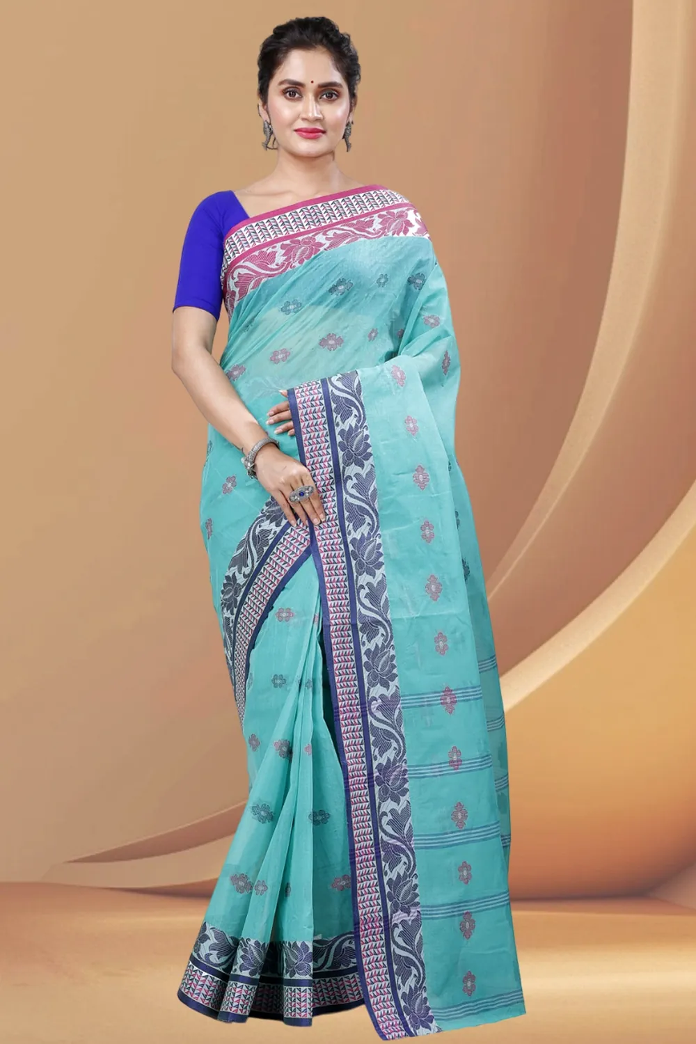 See Green Pure Cotton Raina Tant Saree (997)